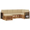 vidaXL Conjunto de Sof&aacute; Sectional com almofada 5 pcs Natural