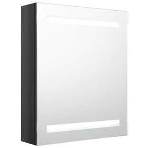 vidaXL Arm&aacute;rio espelhado casa de banho LED 50x14x60 cm preto brilhante