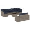 vidaXL Conjunto de sof&aacute; de jardim com 10 pe&ccedil;as e almofadas em rattan sint&eacute;tico cinza