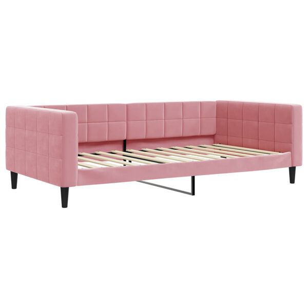 vidaXL Sof&aacute;-cama com gavet&atilde;o e gavetas 100x200 cm veludo rosa