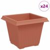 vidaXL Vaso Quadrado para Flores 24 pcs Vermelho Tijolo Pl&aacute;stico