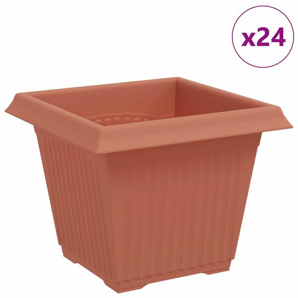 vidaXL Vaso Quadrado para Flores 24 pcs Vermelho Tijolo Pl&aacute;stico