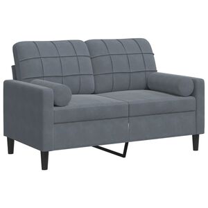 vidaXL Sof&aacute; 2 lug. c/ almofadas decorativas 120 cm veludo cinza-escuro