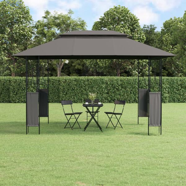 vidaXL Gazebo com telhado 400x300x270 cm a&ccedil;o antracite