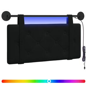 vidaXL Cabeceira suspensa Com luz LED Preto Veludo