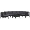 vidaXL 8 pcs conjunto lounge jardim c/ almofad&otilde;es pinho maci&ccedil;o preto