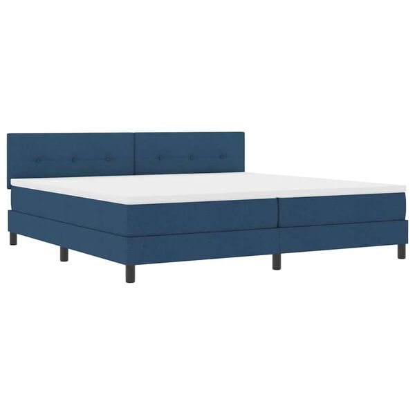 vidaXL Cama Box com colch&atilde;o com cabeceira Azul 200 x 200 cm tecido