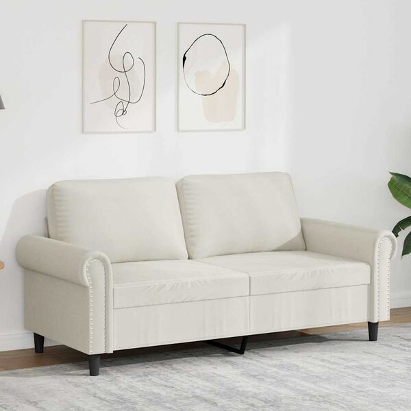 vidaXL Sof&aacute; de 2 lugares veludo 140 cm cor creme
