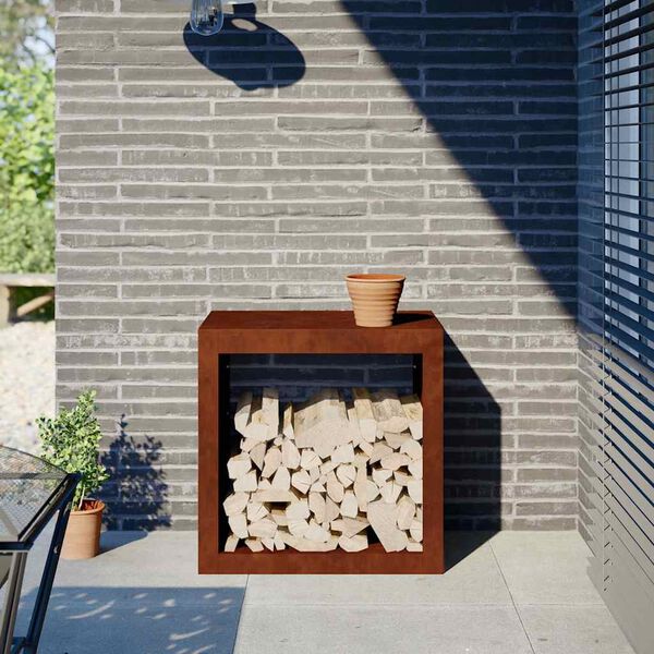 vidaXL Rack Lenha 60x40x60 cm a&ccedil;o resistente &agrave;s intemp&eacute;ries