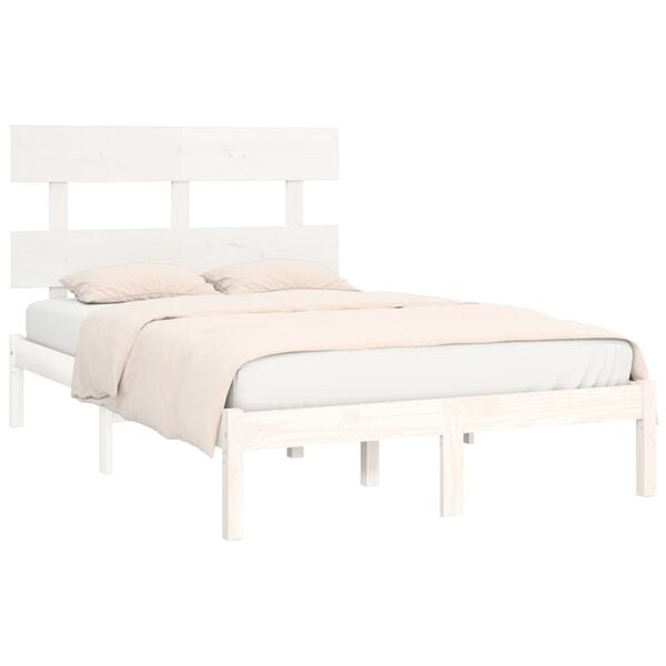 vidaXL Estrutura de cama 120x200 cm madeira maci&ccedil;a branco