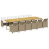 vidaXL 13 pcs conjunto jantar p/ jardim c/ almofad&otilde;es vime PE bege