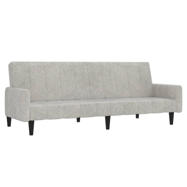 vidaXL Sof&aacute;-cama de 2 lugares tecido microfibra cinzento-claro