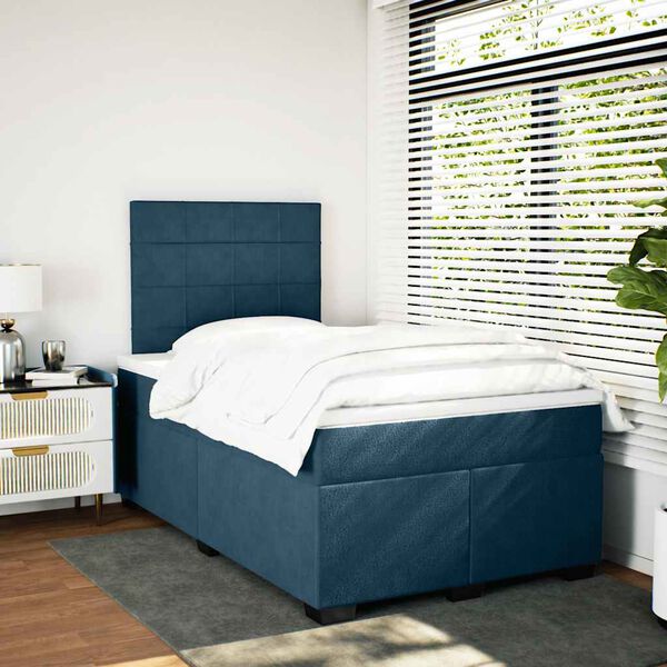 vidaXL Cama boxspring com colch&atilde;o 120x200 cm veludo azul