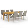 vidaXL 7 pcs conjunto de jantar para jardim cinzento