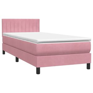 vidaXL Cama com molas/colch&atilde;o rosa 90x220 cm veludo