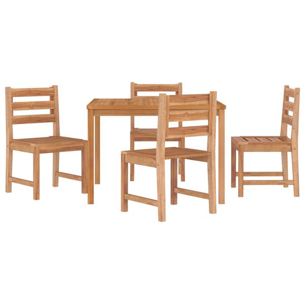 vidaXL 5 pcs conjunto de jantar p/ jardim madeira de teca maci&ccedil;a