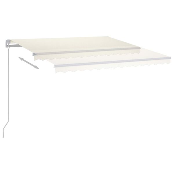 vidaXL Toldo autom&aacute;tico c/ LED e sensor de vento 4x3,5 m cor creme