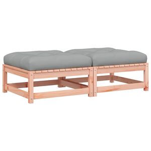vidaXL Apoios de p&eacute;s jardim c/ almofad&otilde;es 2pcs madeira douglas maci&ccedil;a