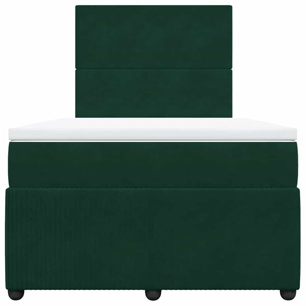 vidaXL Cama boxspring com colch&atilde;o 120x200 cm veludo verde-escuro