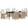 vidaXL Conjunto de Jantar para Jardim com almofada 7 pcs Bege vime PE