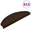 vidaXL Tapetes de escada autoadesivos 15 pe&ccedil;as 65x21x4 cm marrom semicircular grande