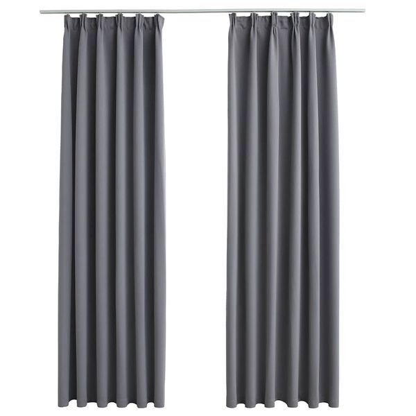 vidaXL Cortinas blackout com ganchos 2 pcs 140x175 cm cinzento