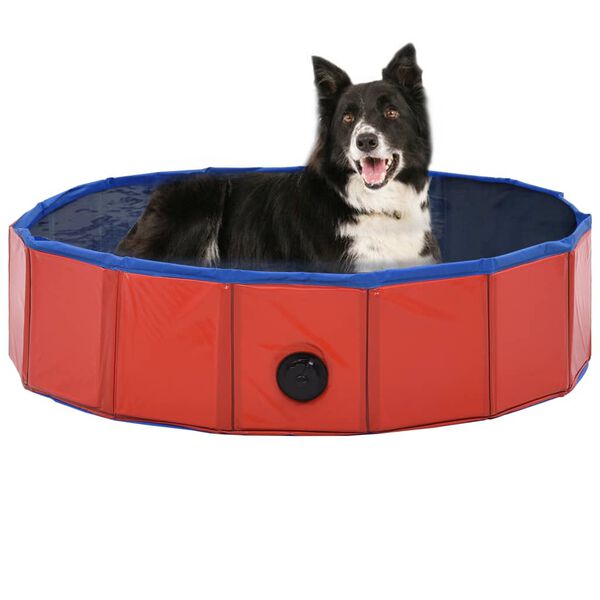 vidaXL Piscina para cães dobrável 80x20 cm PVC vermelho