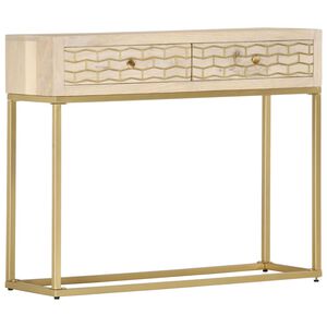 vidaXL Mesa consola 90x30x75 cm madeira de mangueira maci&ccedil;a dourado