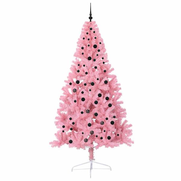 vidaXL &Aacute;rvore de Natal Artificial Pr&eacute;-iluminada Rosa 240 cm PVC
