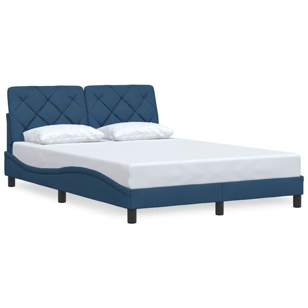 vidaXL Estrutura de cama sem colch&atilde;o 140x190 cm tecido azul