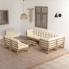 vidaXL 9 pcs conjunto lounge de jardim c/ almofad&otilde;es pinho maci&ccedil;o