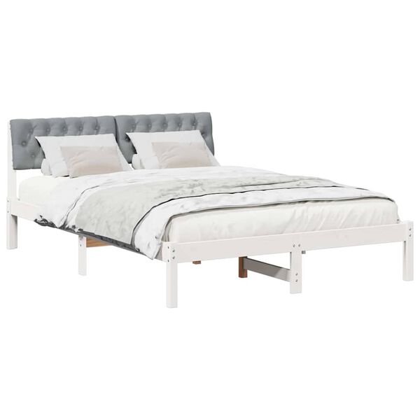 vidaXL Estrutura da cama Branco e cinza claro 135 x 190 cm