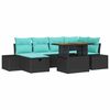 vidaXL Conjunto de Sof&aacute; de Jardim 7 unid. Preto vime PE