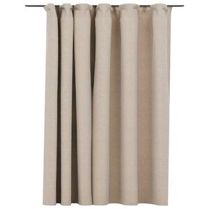 vidaXL Cortinas opacas aspeto linho com ganchos 290x245 cm bege