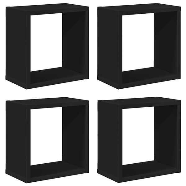 vidaXL Prateleiras de parede em forma de cubo 4 pcs 26x15x26 cm preto
