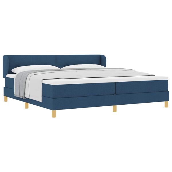 vidaXL Cama Box com colch&atilde;o com cabeceira Azul 200 x 200 cm tecido
