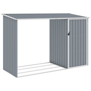 vidaXL Abrigo de lenha jardim 245x98x159 cm a&ccedil;o galvanizado cinzento