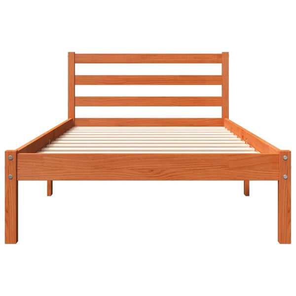 vidaXL Cama sem colch&atilde;o 75x190 cm madeira de pinho maci&ccedil;a castanho-mel