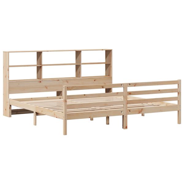 vidaXL Cama com estante sem colch&atilde;o 180x200 cm pinho maci&ccedil;o