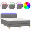 vidaXL Cama box spring c/ colch&atilde;o e LED 140x190 cm tecido cinza-escuro