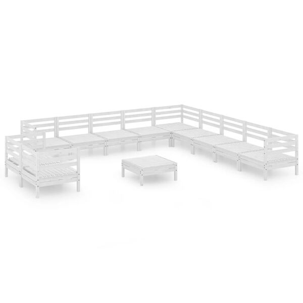 vidaXL 12 pcs conjunto lounge de jardim pinho maci&ccedil;o branco