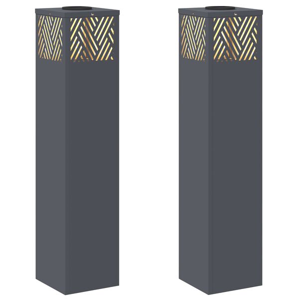 vidaXL Luz Solar LED de Caminho 2 pcs Antracite A&ccedil;o Laminado a Frio