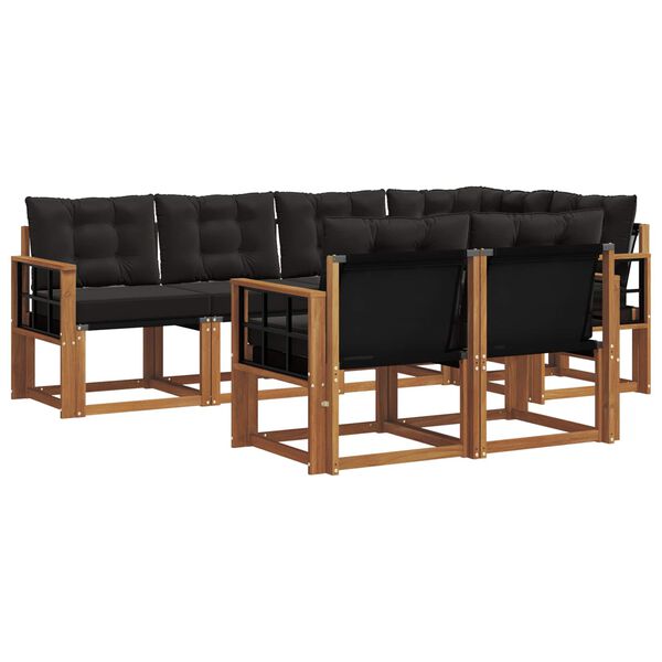 vidaXL Conjunto de Sof&aacute;s para Exterior 7 pcs Natural e Preto