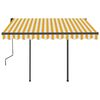 vidaXL Toldo retr&aacute;til autom&aacute;tico com postes 3,5x2,5 m amarelo e branco