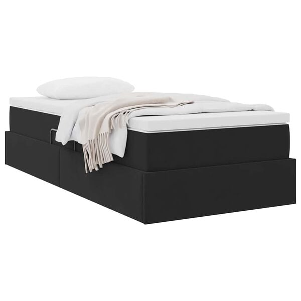 vidaXL Cama com arruma&ccedil;&atilde;o e colch&atilde;o Preto 90 x 200 cm Veludo