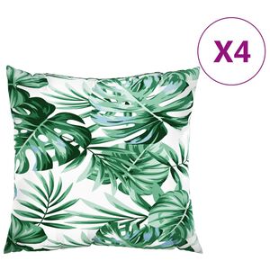 vidaXL Almofadas de sof&aacute; 4 pcs 40x40 cm tecido padr&atilde;o de folhas