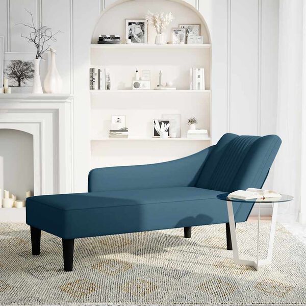 vidaXL Chaise-longue com apoio de bra&ccedil;o direito veludo azul