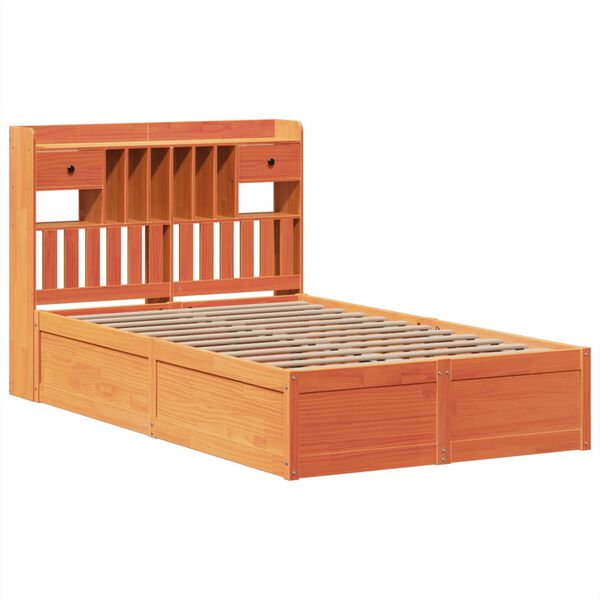 vidaXL Cama sem colch&atilde;o 120x190 cm madeira pinho maci&ccedil;a castanho-mel