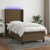 vidaXL Cama box spring c/ colch&atilde;o/LED 80x200cm tecido castanho-escuro