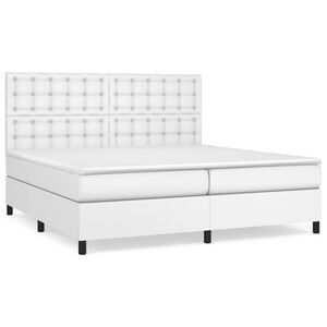 vidaXL Cama com molas/colch&atilde;o 200x200 cm couro artificial branco